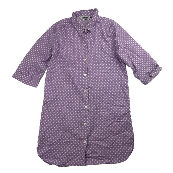Anthony Richards Purple Polka Dot Button Up Nightgown Sleep Shirt Dress Size L - Picture 1 of 11